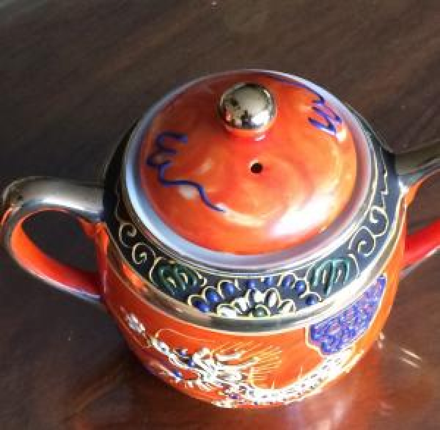 JAPON NAKASIMA PORSELEN EL YAPIMI TAM TAKIM CAY TAKIMI ÜZERİ EL İŞCİK VE KOMPLE MİNELİ 9 PARÇA