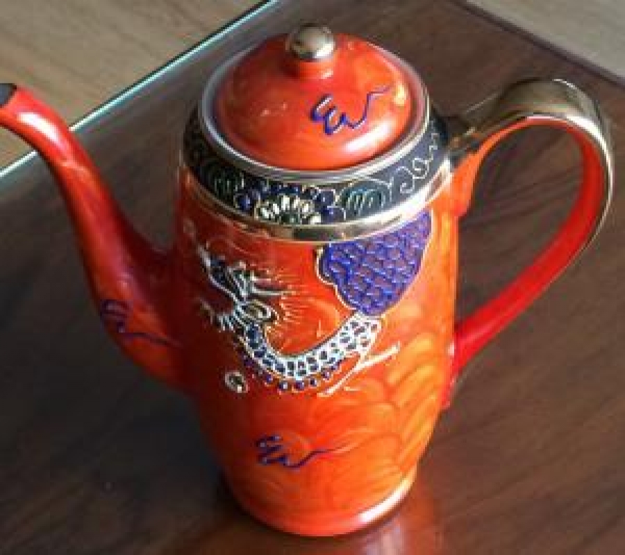 JAPON NAKASIMA PORSELEN EL YAPIMI TAM TAKIM CAY TAKIMI ÜZERİ EL İŞCİK VE KOMPLE MİNELİ 9 PARÇA