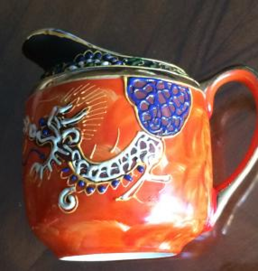 JAPON NAKASIMA PORSELEN EL YAPIMI TAM TAKIM CAY TAKIMI ÜZERİ EL İŞCİK VE KOMPLE MİNELİ 9 PARÇA