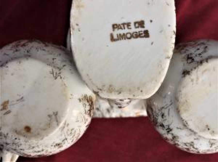 LİMOGES KAPAKLI PORSELEN DAMGALI ÜÇLÜ SOS VE BAHARATLIK