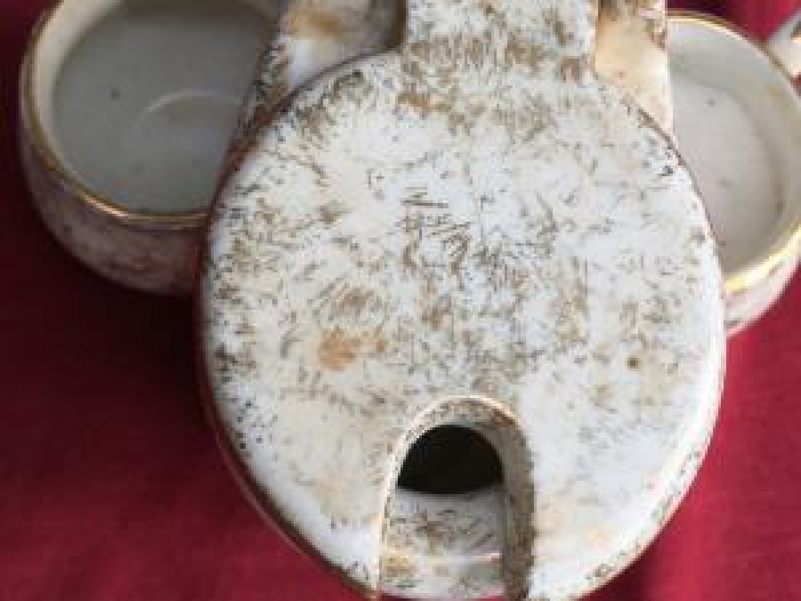 LİMOGES KAPAKLI PORSELEN DAMGALI ÜÇLÜ SOS VE BAHARATLIK