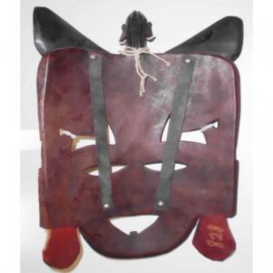 AFRİKA TEMALI AHŞAP EL YAPIMI MASK DÖRT  FAKLI YERLERE BAKAN KAFA BULUNDUGU YERİ KÖTULUKLERDEN KORUYAN MASK