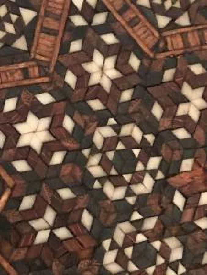 OSMANLI  İŞLEMELİ EL YAPIM SEDEF VE MARKUTERİ İŞCİLİKLİ  KAPAKLI TESBİH SAKLAMA  MUHAFAZA İÇİN AHŞAP KUTU