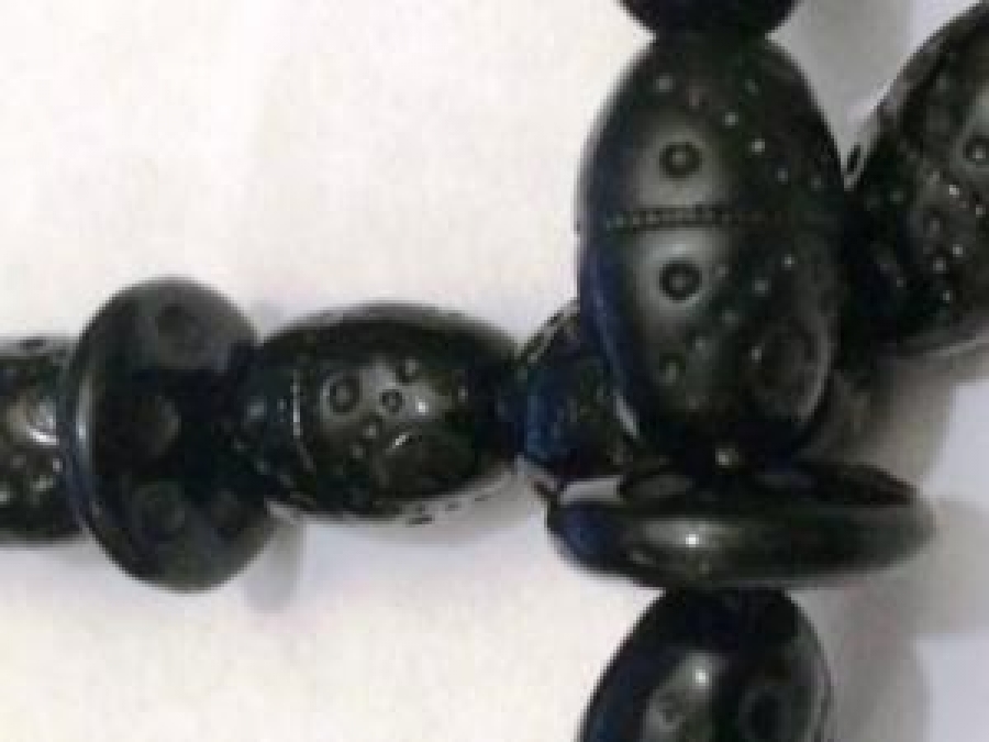 EL YAPIM 33 LÜK SİYAH CAM TESPİH 