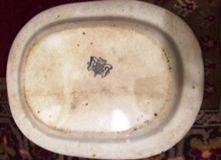 MAVİ BEYAZ TONLARDA PORSELEN SALKIM SÖĞÜT ET TABAK 1800 YILLAR CİN HANEDAN 