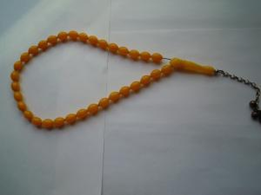 SIKMA KEHRİBAR SARI RENKLİ 33 LÜK TESPİH 