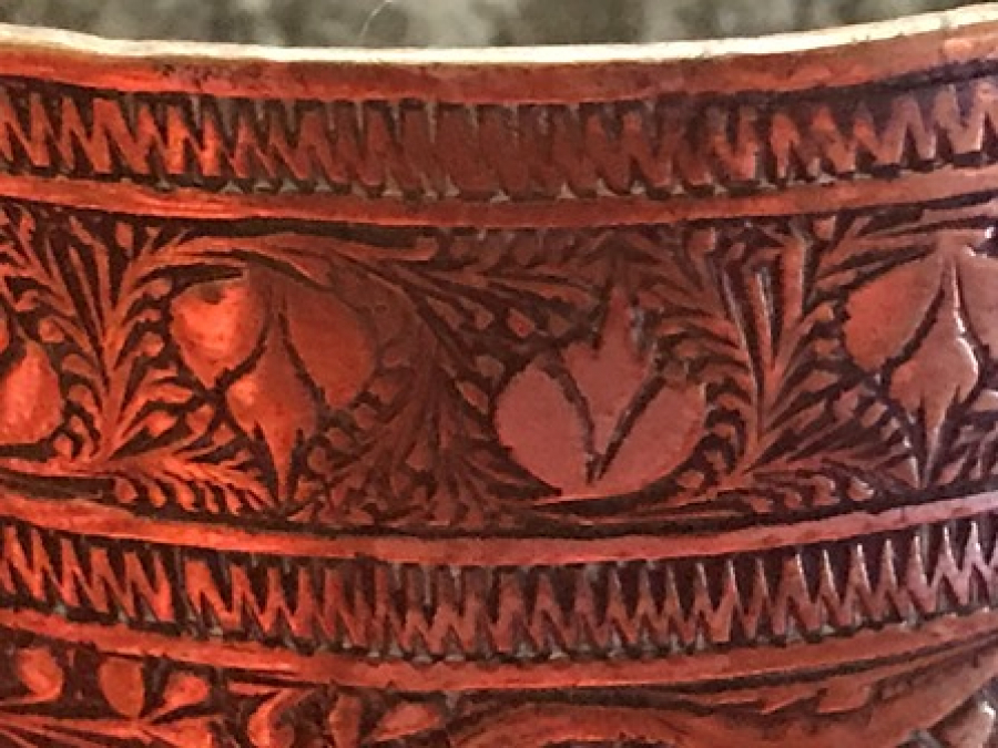 OSMANLI BRONZ ÜZERİ  TURALI TAMAMI KALEM İŞLEMELİ SU BARDAĞI