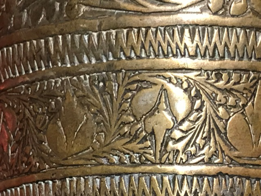 OSMANLI BRONZ ÜZERİ  TURALI TAMAMI KALEM İŞLEMELİ SU BARDAĞI