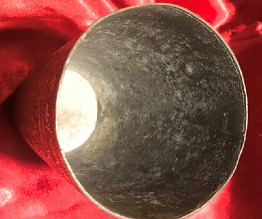 OSMANLI BRONZ ÜZERİ  TURALI TAMAMI KALEM İŞLEMELİ SU BARDAĞI