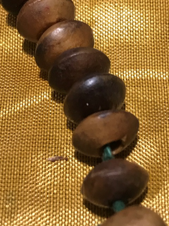 OSMANLI TEKKE İŞİ EL TORNASINDA CEKİLMİŞ 99 LÜK AHŞAP TARİKAT SIRALI DURAKLI YEŞİL PÜSKÜLLÜ TESBİH