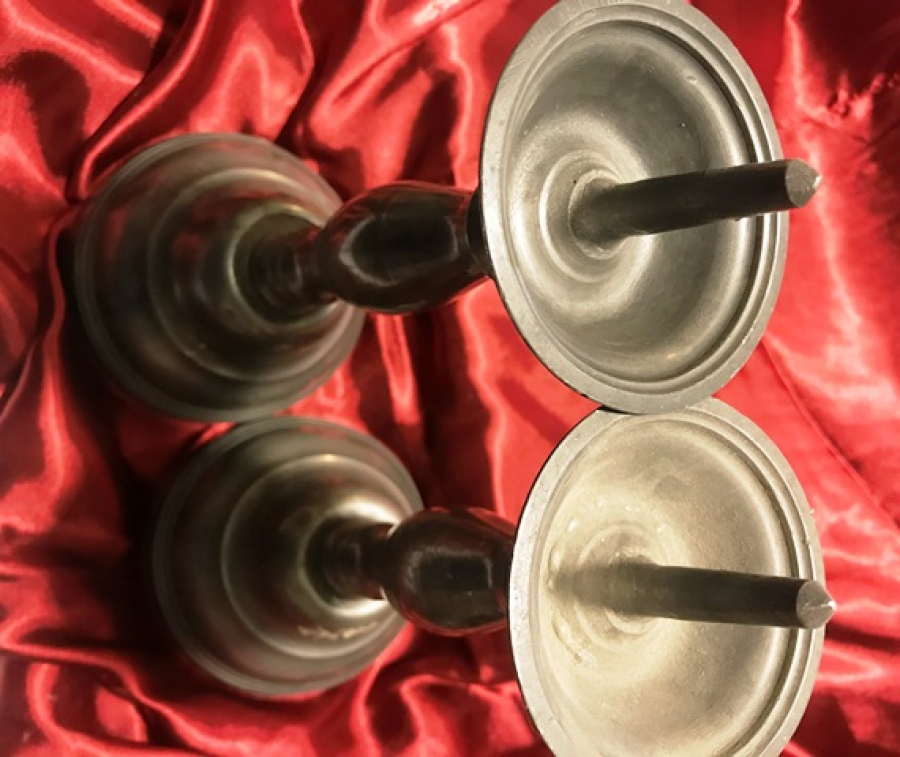 FRANSIZ ÇİFT KURŞUN ŞAMDAN DAMGALI 27 CM YÜKSEKLİK