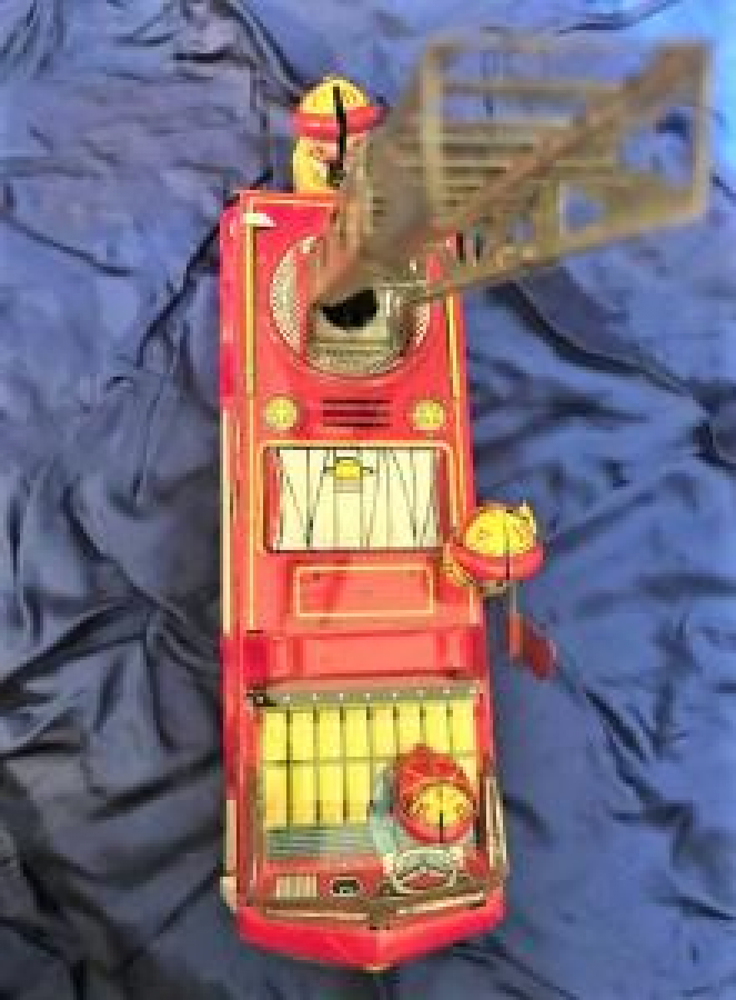 İTFAİYE TENEKE MEKANİK MERDİVENLİ OYUNCAK KAMYON