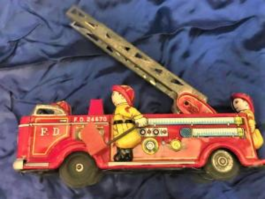 İTFAİYE TENEKE MEKANİK MERDİVENLİ OYUNCAK KAMYON