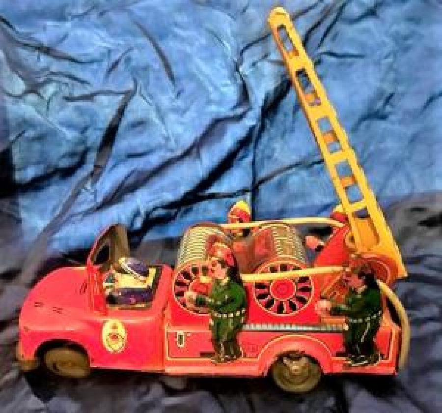 TENEKE NEKUR İTFAİYE ÇAKMAK TAŞLI MODELİ ACILAN MERDİVENLİ OYUNCAK ARABA 