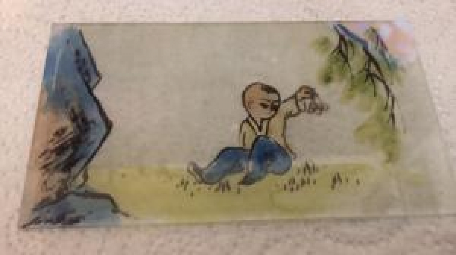 KEL OĞLAN OYUNCAK SİNEMA MAKİNESİ İÇİN NEGATİF EL ÇİZİM RENKLİ CAM 6 AD 