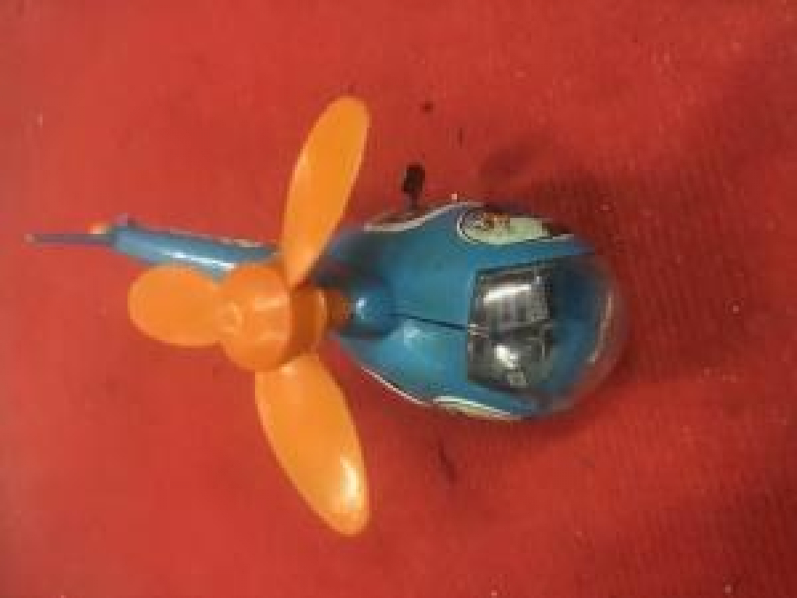 KURMALI MEKANİK TENEKE PLASTİK KARIŞIM OYUNCAK HELİKOPTER TM JAPAN 