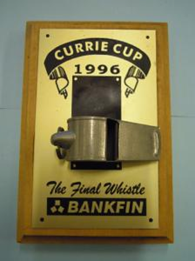 SPOR RUGBY MACINDA KULLANILAN MUSABAKADA HAKEMİN KULLANDIGI DÜDÜK CURRIE CUP 1996 THE FİNAL WHİSTLE BANKFIN MANTAR TOPLU METAL DÜDÜK 