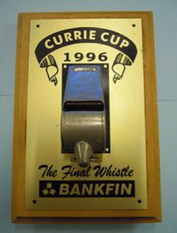 SPOR RUGBY MACINDA KULLANILAN MUSABAKADA HAKEMİN KULLANDIGI DÜDÜK CURRIE CUP 1996 THE FİNAL WHİSTLE BANKFIN MANTAR TOPLU METAL DÜDÜK 