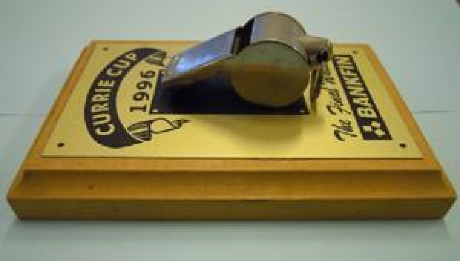 SPOR RUGBY MACINDA KULLANILAN MUSABAKADA HAKEMİN KULLANDIGI DÜDÜK CURRIE CUP 1996 THE FİNAL WHİSTLE BANKFIN MANTAR TOPLU METAL DÜDÜK 