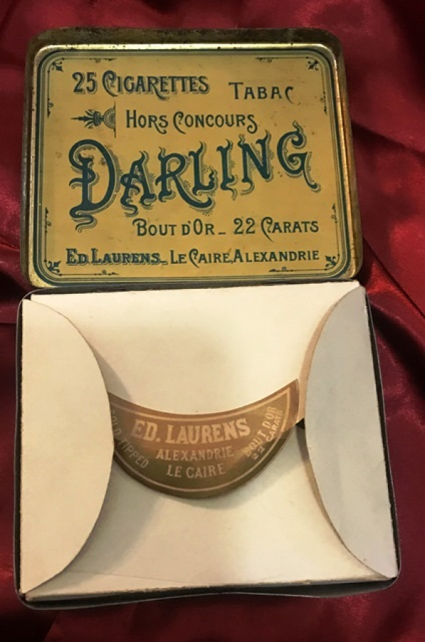 1920 DARLİNG LEKHEDİVE OSMANLI PAZARI İÇİN ÜRETİLMİŞ TENEKE KAPAKLI İÇ ARA KAGITLI 22 KARAT GOLD ALTIN  UCLU TÜTÜN SIGARASI 25 AD