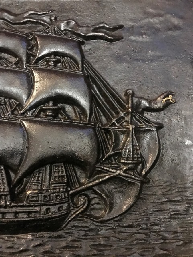 1950 DEMİR DÖKÜM KORSAN YELKENLİ GEMİ ROLYEF 37 X 25 ÖLCÜLERİNDE