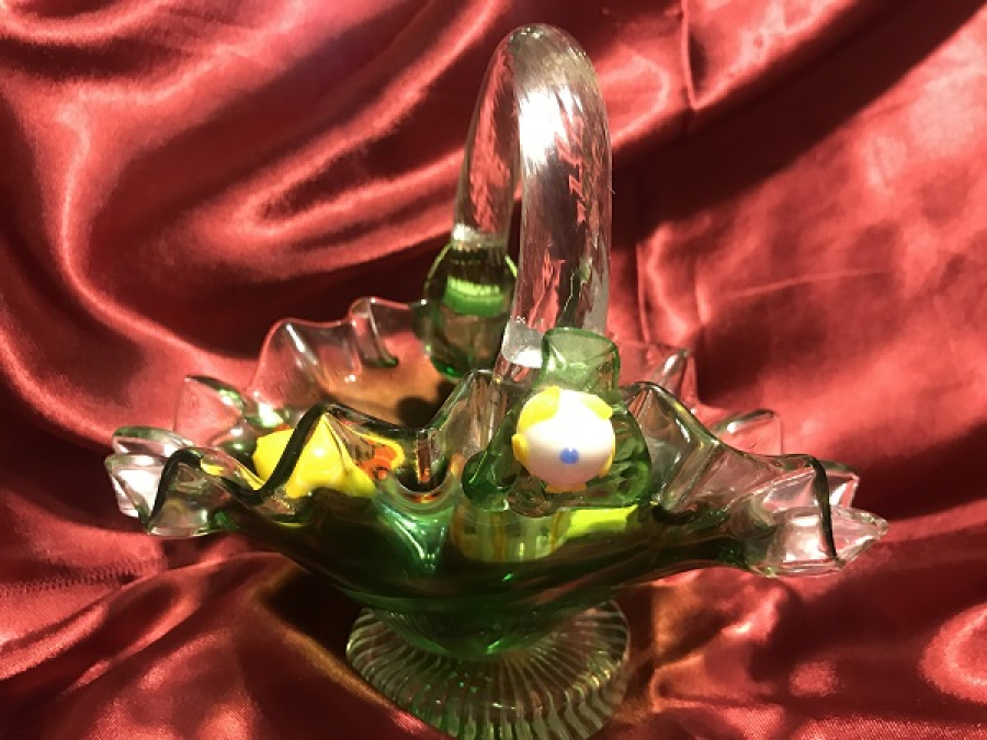 İTALYAN MURANO SU YEŞİLİ EL YAPIM ŞEKERLER VE KULPLU MARUL FORM ŞEKERLİK