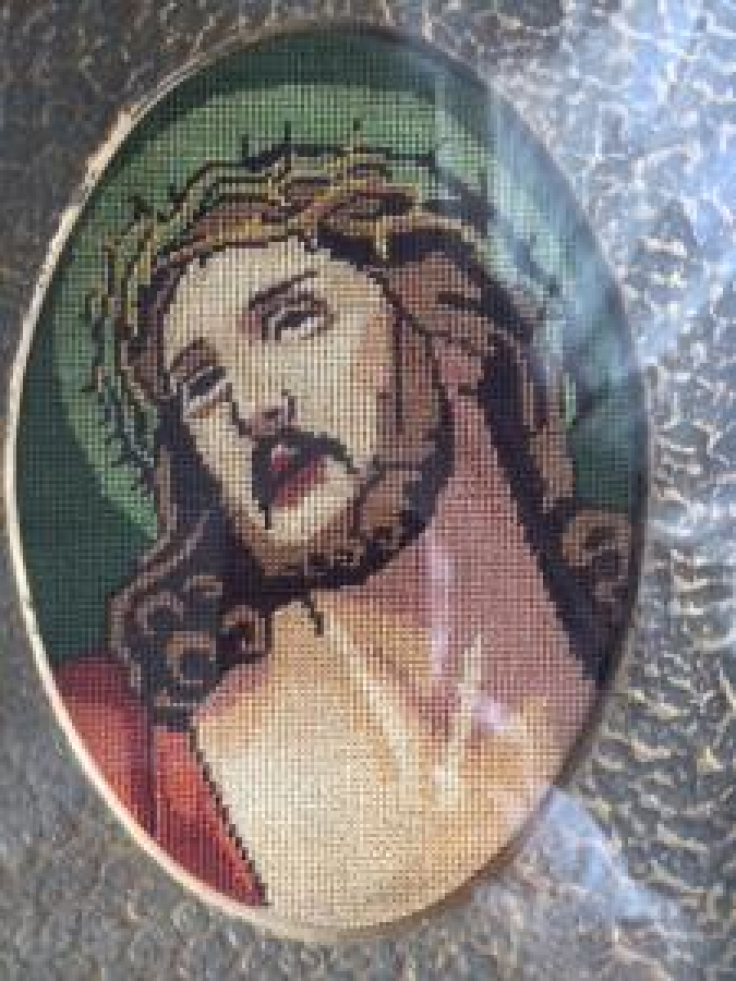 1950 ĞÖBLEN EL DOKUMA HZ İSA KENDİ ORJİNAL ÇERÇEVESİNDE İKONA