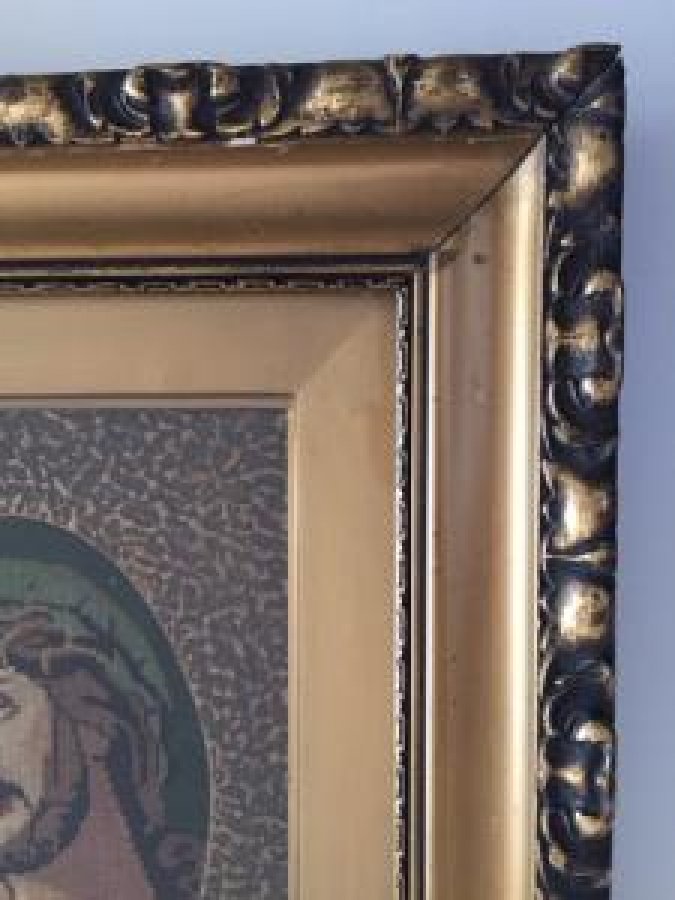 1950 ĞÖBLEN EL DOKUMA HZ İSA KENDİ ORJİNAL ÇERÇEVESİNDE İKONA