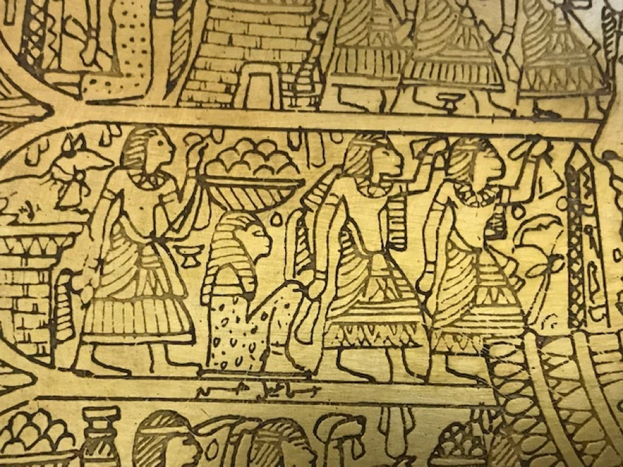 MISIR MİTOLEJİK KALEM İŞ CİZİMLER PİRİNC TEPSİ 18X32 