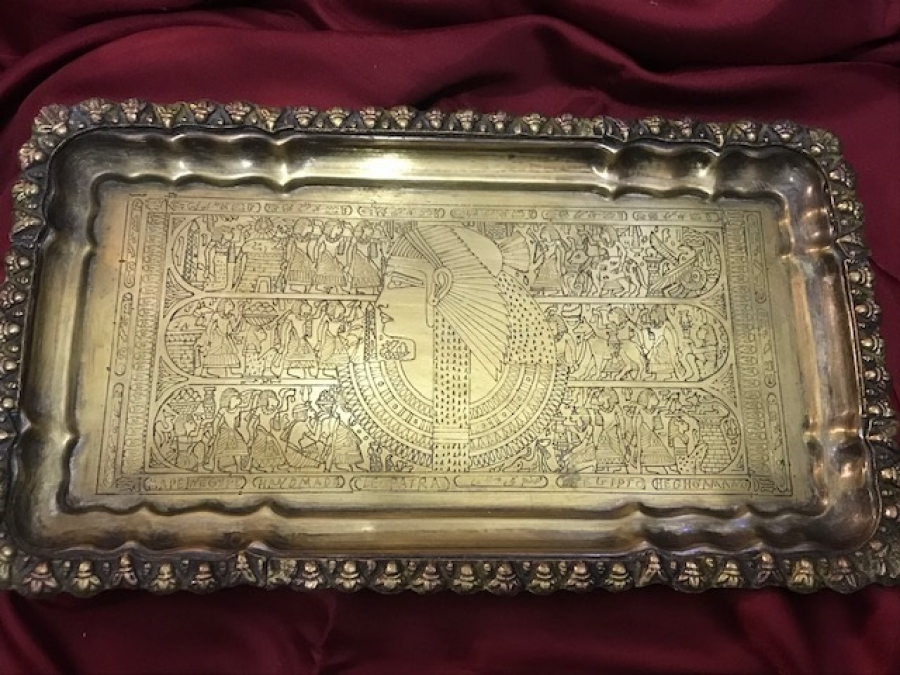 MISIR MİTOLEJİK KALEM İŞ CİZİMLER PİRİNC TEPSİ 18X32 