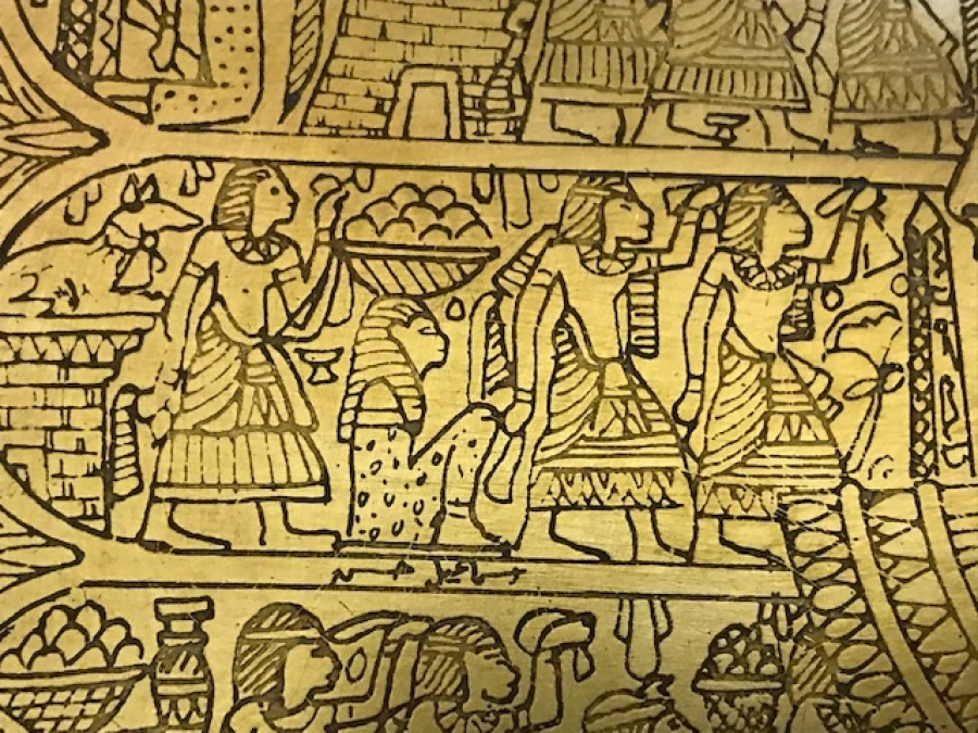 MISIR MİTOLEJİK KALEM İŞ CİZİMLER PİRİNC TEPSİ 18X32 