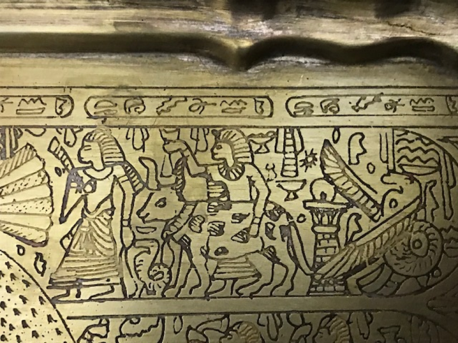 MISIR MİTOLEJİK KALEM İŞ CİZİMLER PİRİNC TEPSİ 18X32 