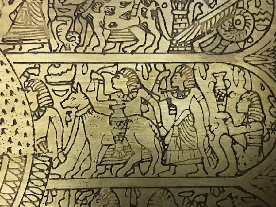 MISIR MİTOLEJİK KALEM İŞ CİZİMLER PİRİNC TEPSİ 18X32 