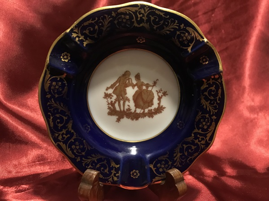 LİMOGES DUVAR TABAGI KOBALT ALTIN YALDIZLAR EL CEKME CAP 12 CM 19306