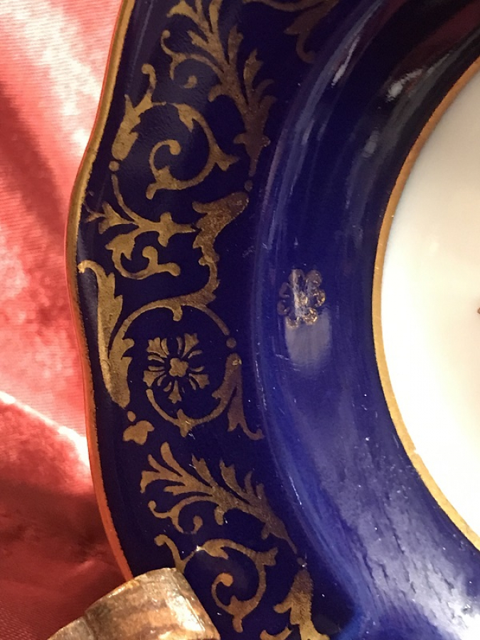LİMOGES DUVAR TABAGI KOBALT ALTIN YALDIZLAR EL CEKME CAP 12 CM 19306