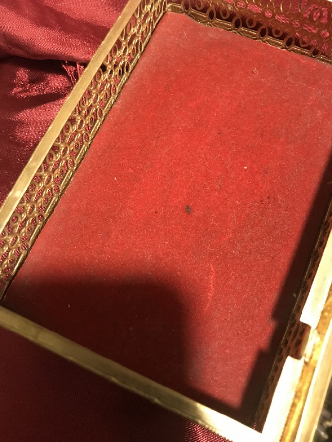 LİMOGES İMZALI AYNA KAPAKLI ALTIN KAPLAMA MÜCEVHER KUTUSU  