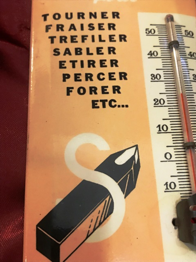 1940 TENEKE ÜZERİ FİRMA REKLAMLI ETABLISSEMENTS SAFETY DERECE  TERMOMETRE 