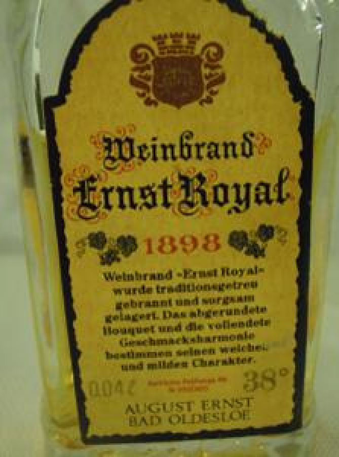 MİNYATÜR İÇKİ ŞİŞESİ KOLEKSİYON WEİNBRAND ERNST ROYAL 1898 AUGUST ERNST BAD OLDESLOE 38% 