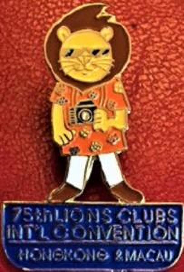 LİONS CLUP YAKA ROZET ORJİNAL METAL MİNE TAŞLI ROZET ROZET 75th LIONS CLUBS INTL CONVENTION HONGKONG 8 MACAU 