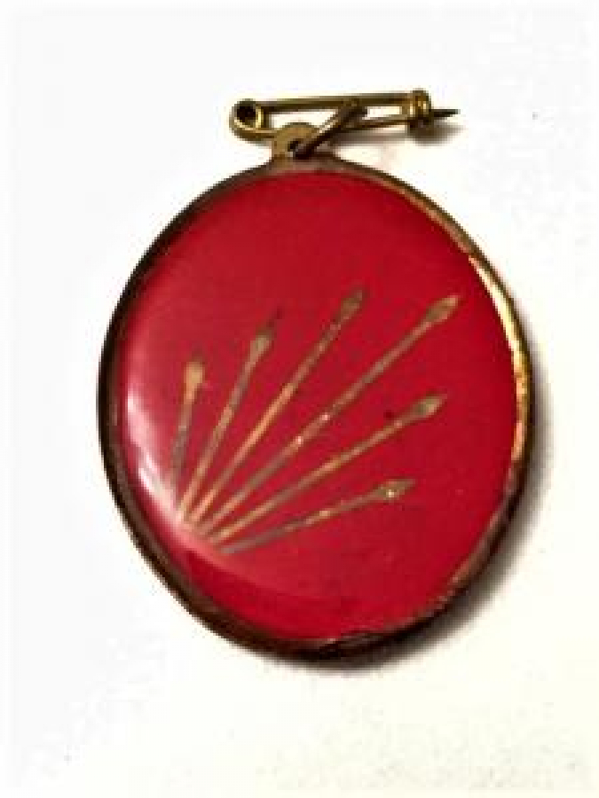 CHP 6 OK VE TÜRK BAYRAKLI İĞNELİ YAKA ROZET BÜYÜK BOY 1950