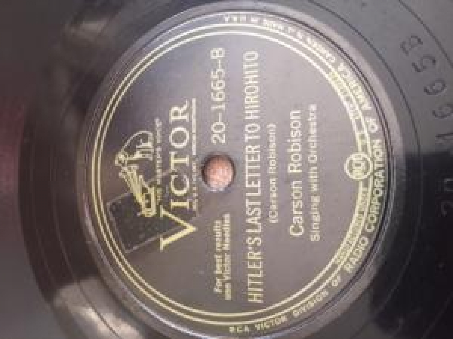 HİTLER SON MEKTUBU NAZİ VAHŞİ PROPAGANDA 78 RCA VİKTOR ADOLF HİTLER 1945 TAŞ PLAK