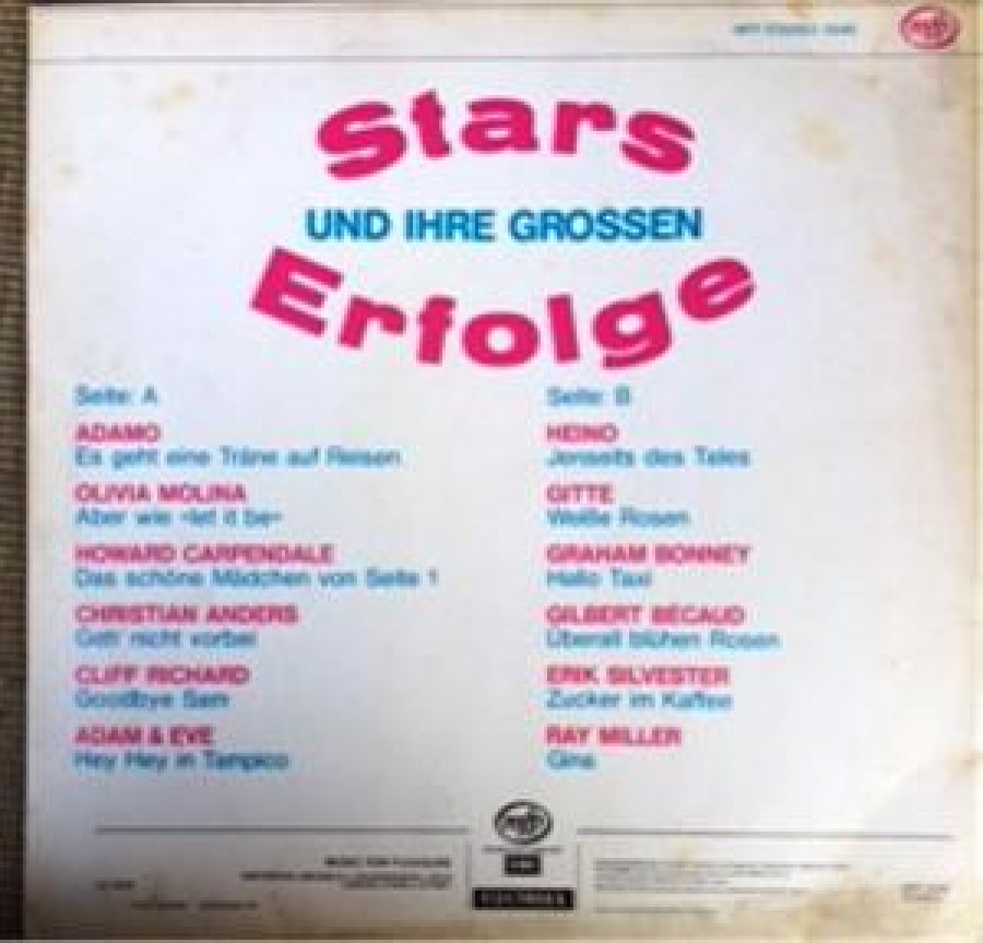 STARS ERFOLGE LP UZUN ÇALAR PLAK ORJİNAL KABINDA 