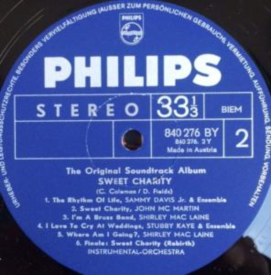 SWEET CHARİTY 33 LP UZUN ÇALAR PLAK ORJİNAL KABINDA 