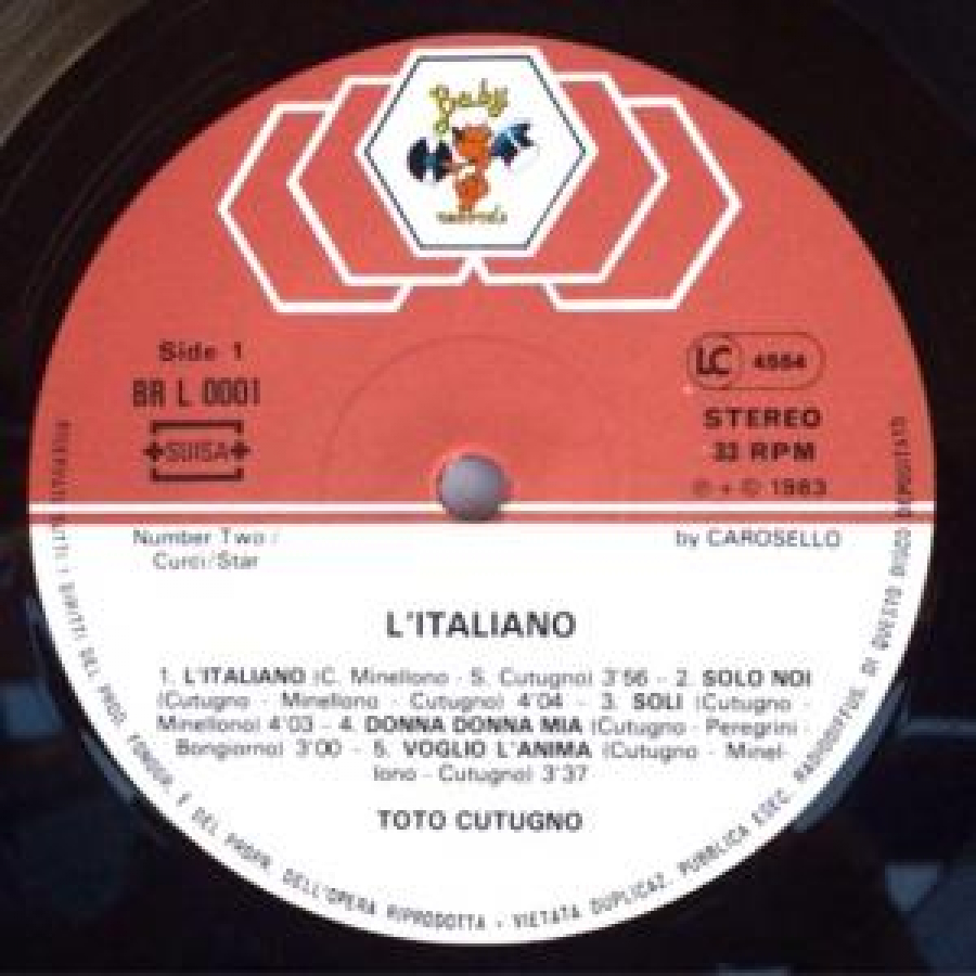 TOTO CULUGNO LITALIANO LP 33 DEVİR ORJİNAL PLAK KABINDA 