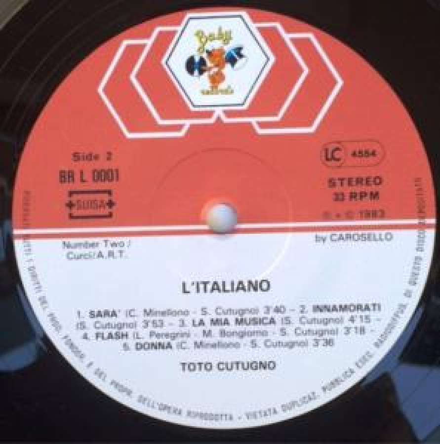 TOTO CULUGNO LITALIANO LP 33 DEVİR ORJİNAL PLAK KABINDA 