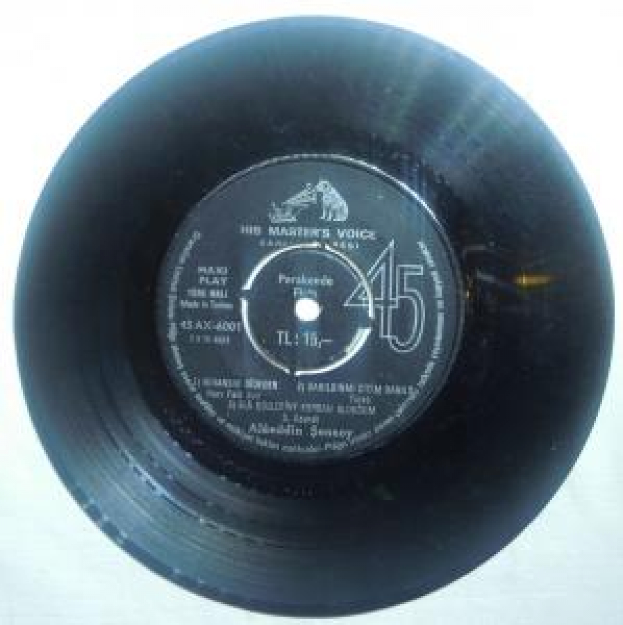 6 ŞARKILIK MİNİ LP 45 LİK PLAK ALATTİN ŞENSOY 1) BİR İHTİMAL DAHA VAR.2)AÇMAM AÇAMAM OSMAN NİHAT NASİBİN MEHMET BEY 3) DÜRÜYEMİN GÜYÜMLERİ. TÜRKÜ. 1) NİHANSIN DIDEDEN HACI FAİK BEY .2) DARILDINMI CİCİM BANA ? TÜRKÜ ELA 