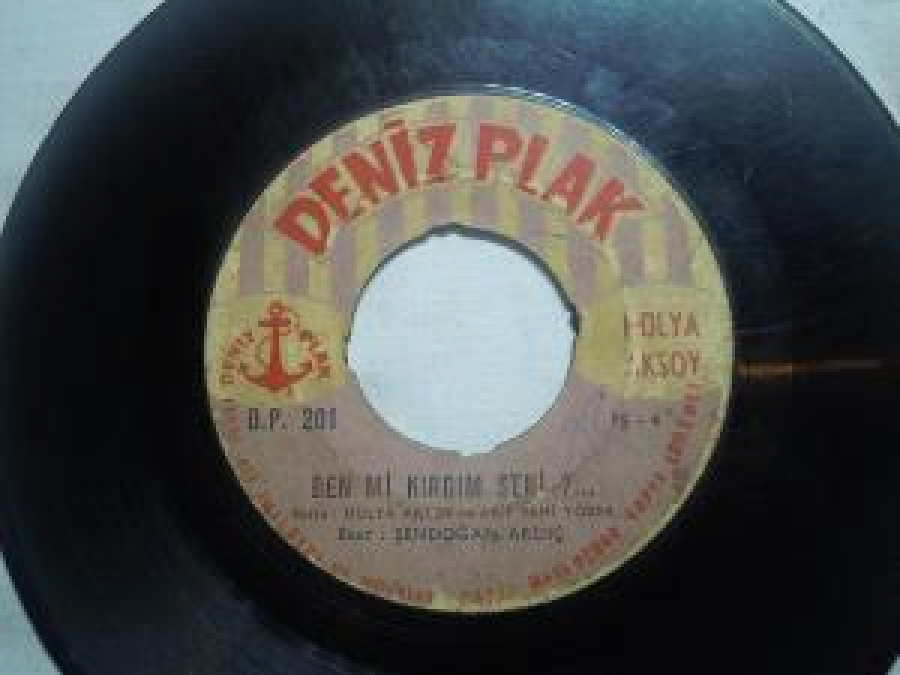 "DENİZ PLAK" HULYA AKSOY A OYONUN FERYADI . B BEN Mİ KIRDIM SENİ ?..BESTE : HULYA AKSOY VE ARİF SAMİ TOKER, ESER: ŞENDOĞAN ARDIÇ AĞLAYAN ÇOÇUK; MAVİ BANCUK FATMA 45'LİK YERLİ PLAK 