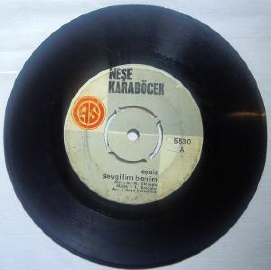 NEŞE KARABÖCEK 5530-A EŞSİZ SEVGİLİM BENİM , 5530 B GERİ DÖNÜLMEZ YOLDAYIM . SÖZ. T. ALMAN,H.M. EBBCİOĞLU. MÜZİK . B. ŞENÇALAR , R. ŞANLIBEL , ARR , NEŞE KARA BÖCEK 45 LİK YERLİ PLAK 