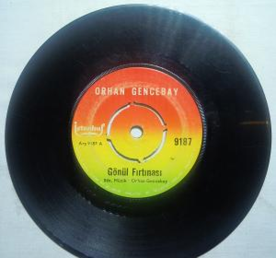 ORHAN GENCEBAY 9187 A GÖNÜL FIRTINASI 9187 B SEVEREK AYRILALIM SÖZ,MÜZEK . ORHAN GENCEBAY 45LİK YERLİ PLAK 