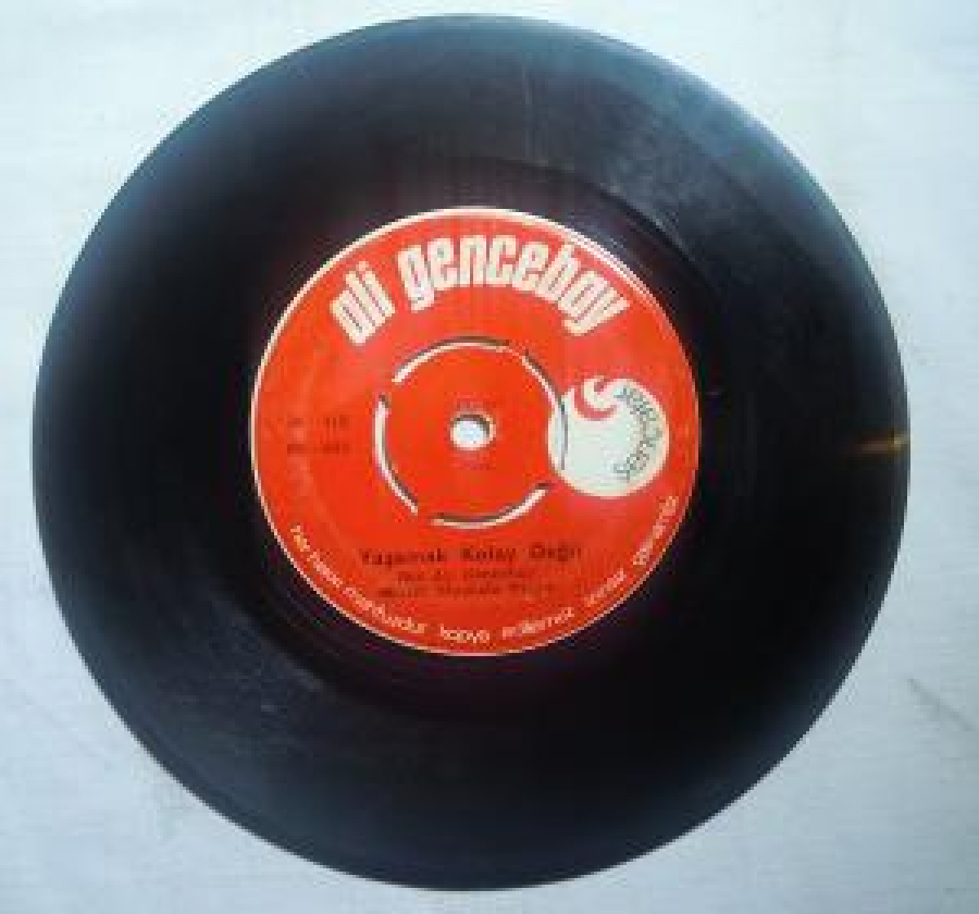 ALİ GENCEBAY SIR ( BİLMECE GİBİSİN). YAŞAMAK KOLAY DEĞİL . SÖZ : ALİ GENCEBAY . MÜZİK : MUSTAFA SAYIN 45 LİK YERLİ PLAK